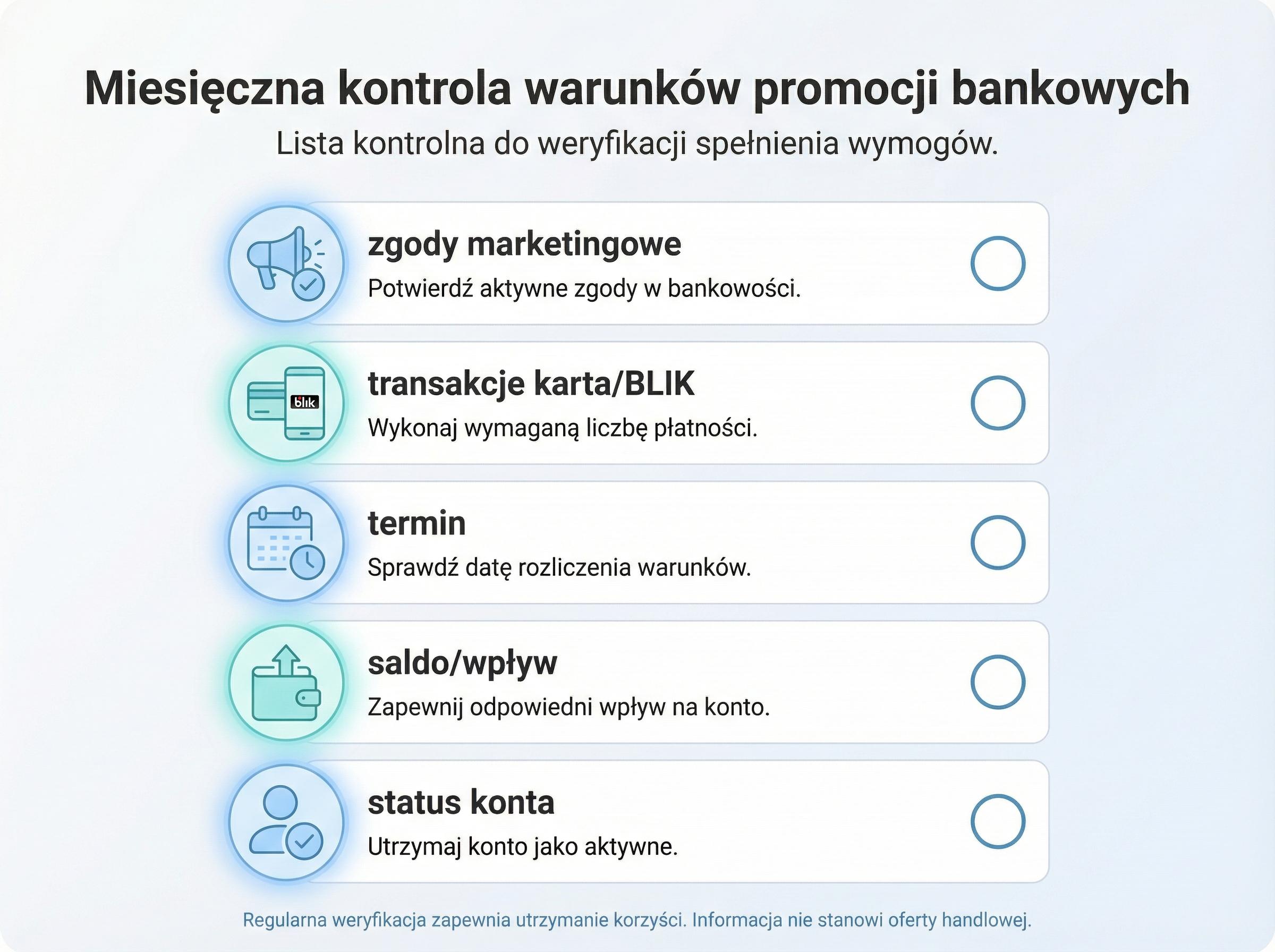 Lista kontrolna miesięczna: warunki do sprawdzenia, aby nie stracić premii.