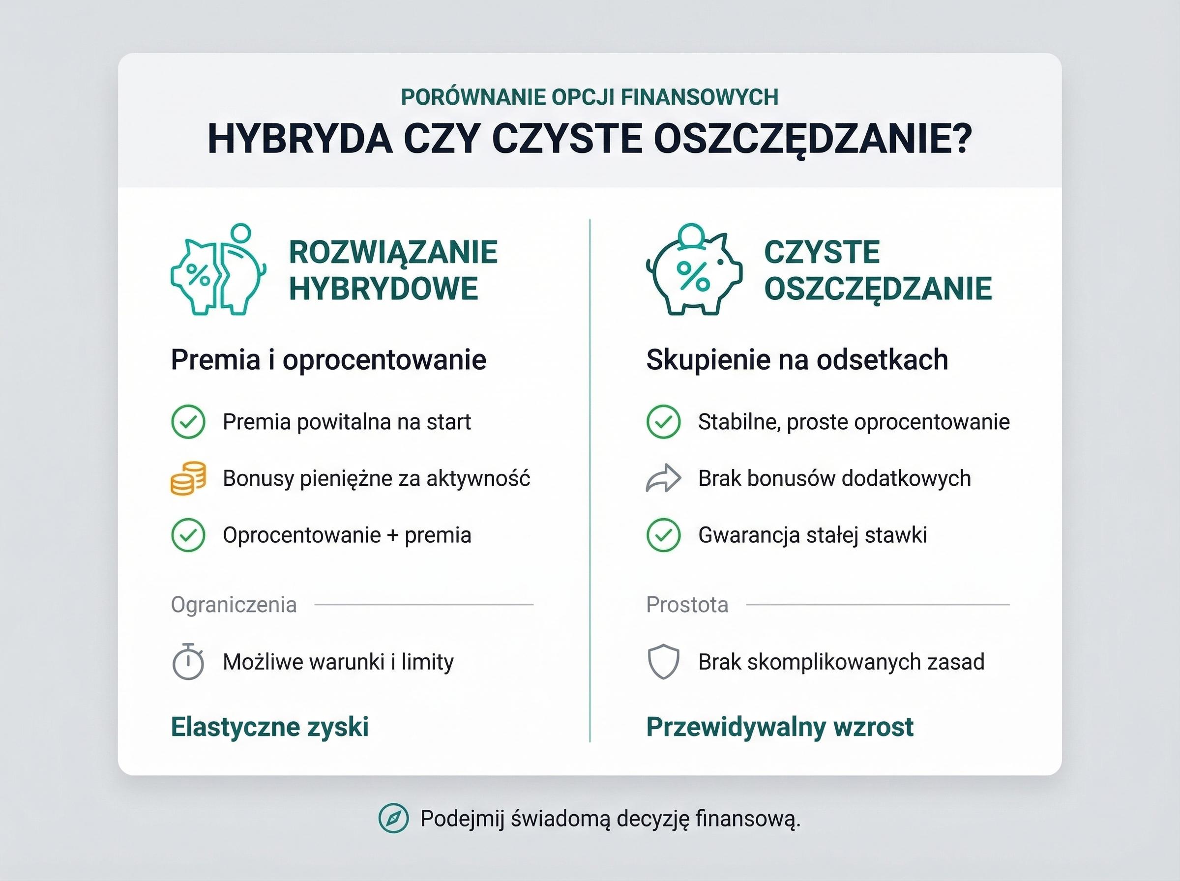 Porównanie dwóch modeli: hybrid i pure savings.