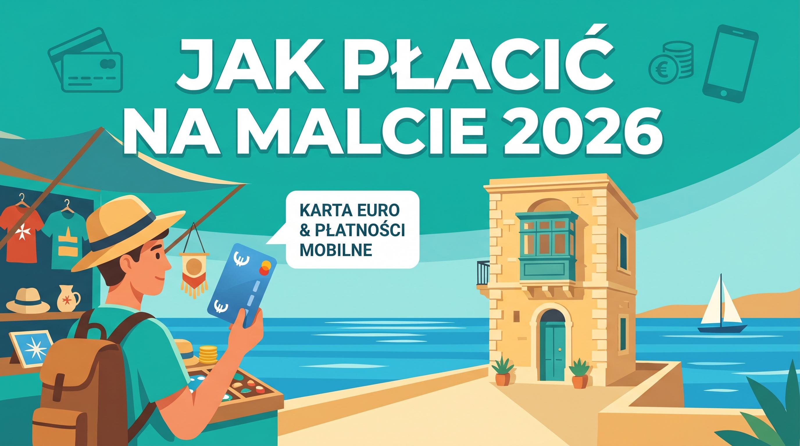 Malta — Valletta, niebieskie wody Morza Śródziemnego i euro karta na wyspie.