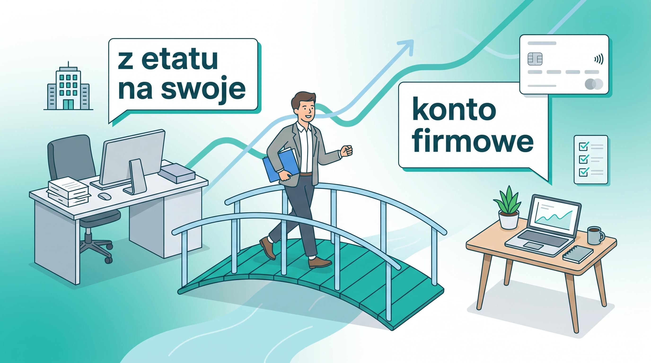 Przejście z etatu na działalność — nowe konto firmowe.