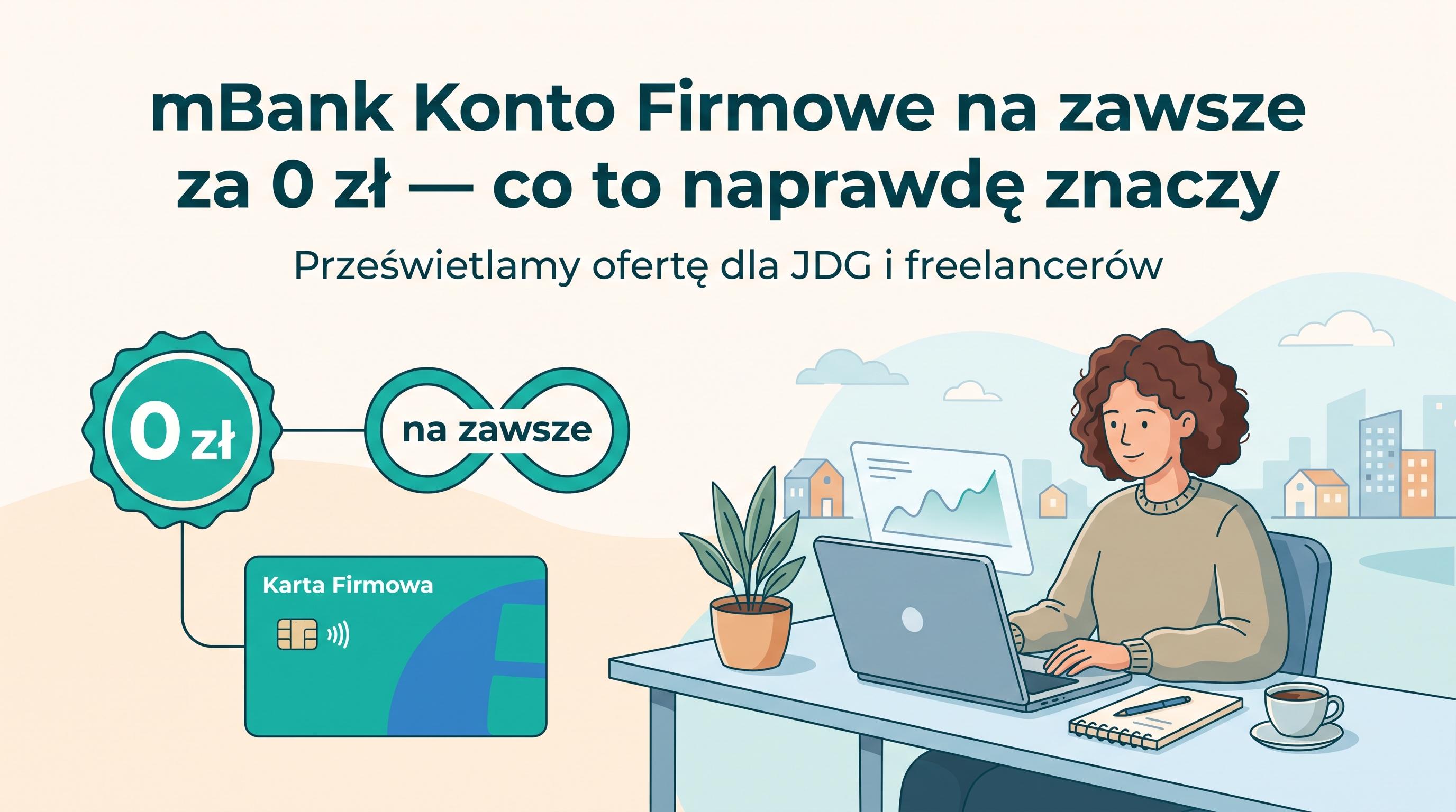 mBank Konto Firmowe — bezterminowe 0 zł za prowadzenie i kartę, bez premii gotówkowej.