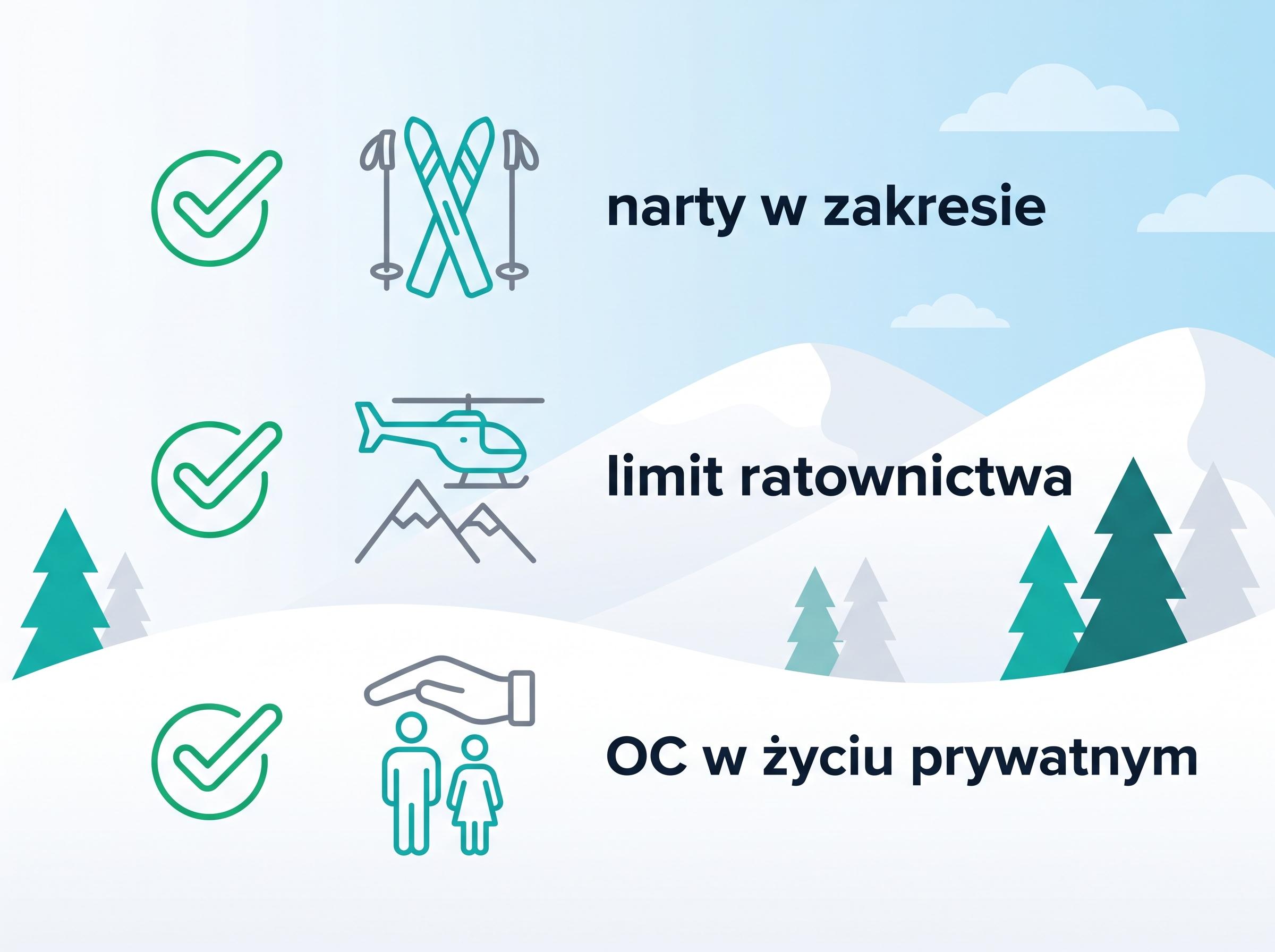 Trzy rzeczy do sprawdzenia przed zakupem polisy: narty w zakresie, limit ratownictwa i OC.