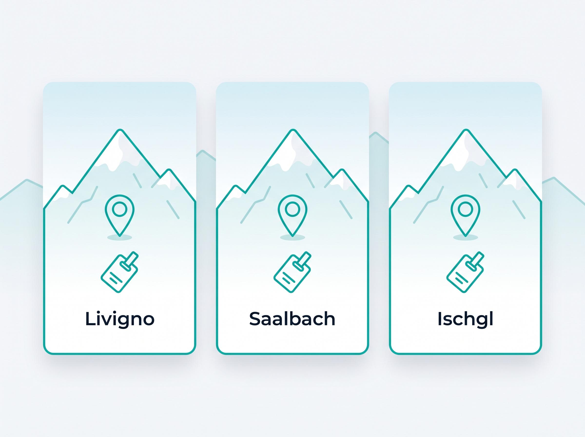 Trzy ośrodki do porównania przy wyjeździe solo: Livigno, Saalbach i Ischgl.