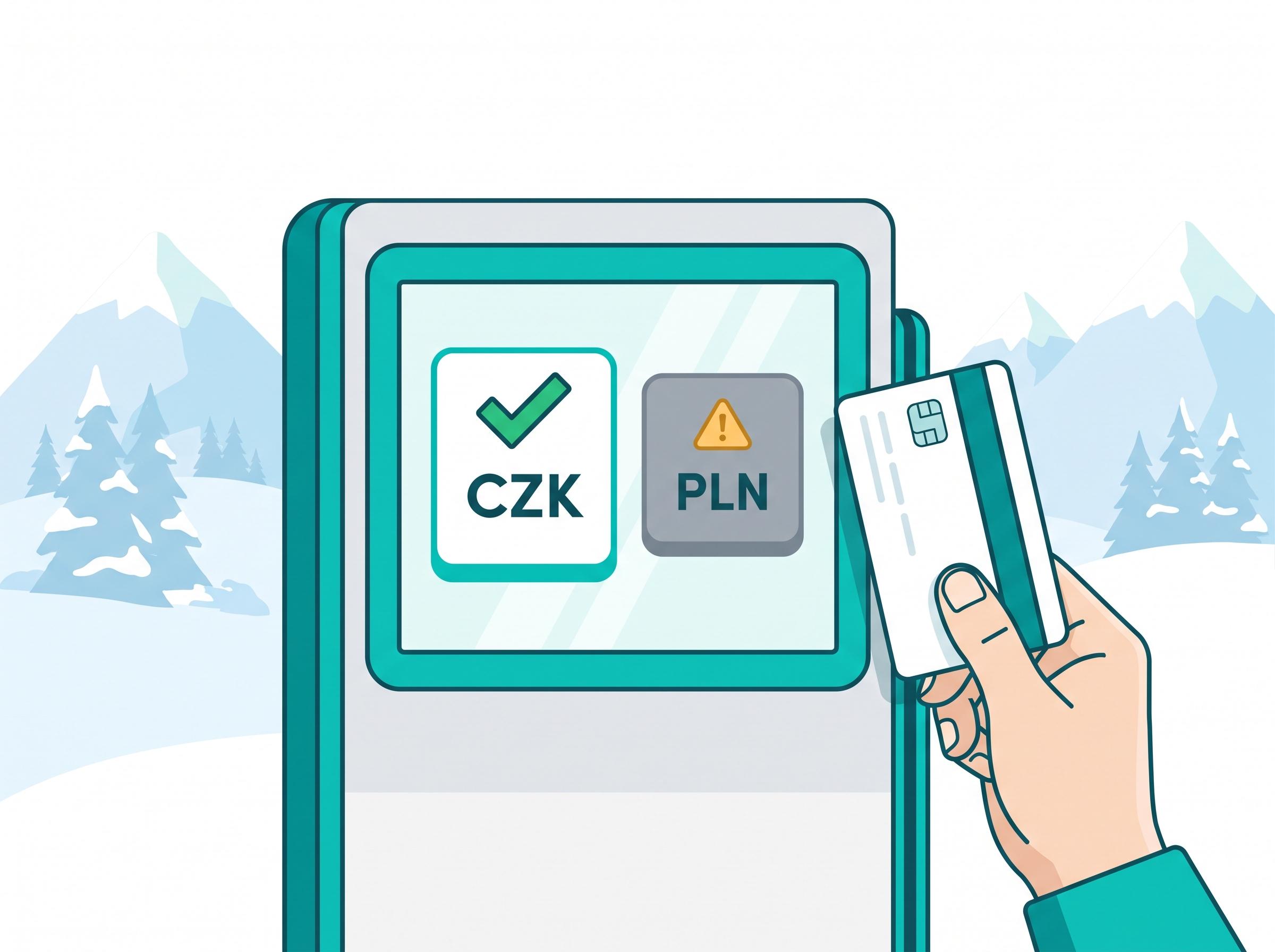 Terminal płatniczy: wybierz walutę lokalną CZK zamiast przeliczenia na PLN.